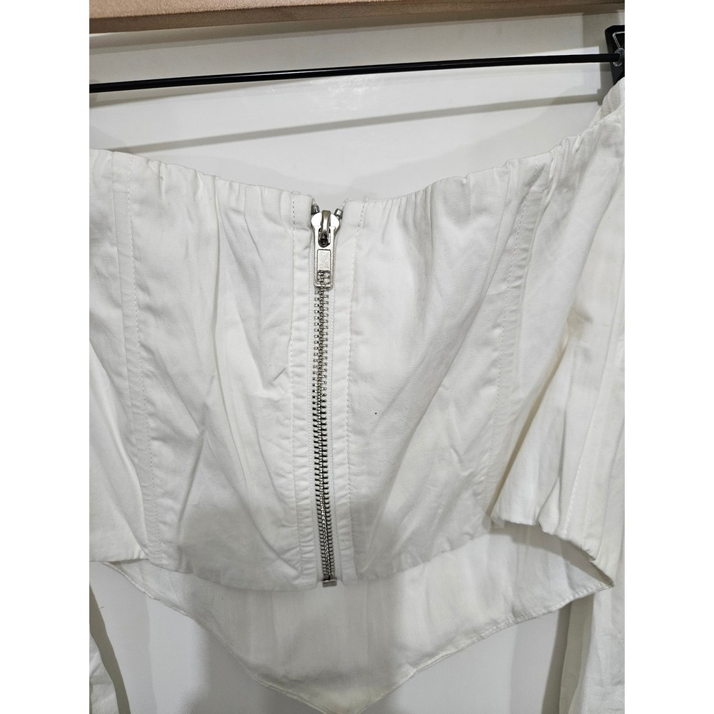 Princess Polly White Off Shoulder Puff Sleeve Corset Crop Top US 4 - Picture 8 of 8